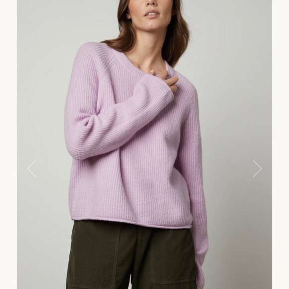 Velvet by Graham & Spencer Gigi Ribbed Crewneck Cozy Sweater Size S Purple - Picture 1 of 8